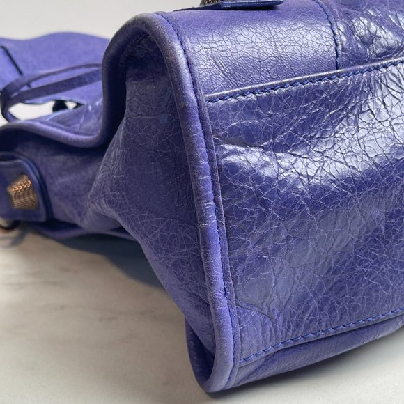 Authentic Balenciaga Motocross Classic City Bag in Purple with Rose Gold hardwar - Picture 15 of 16